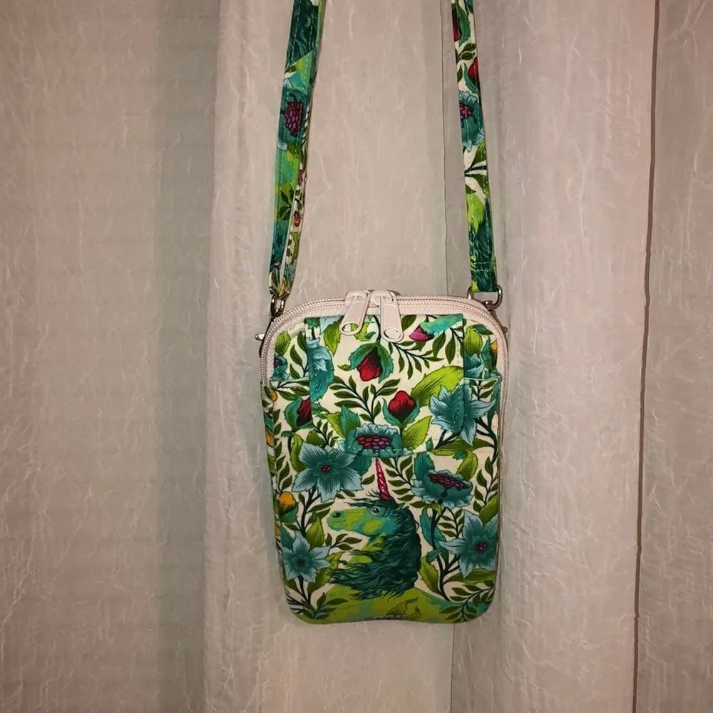 Tropical Rainforest Unicorn Canvas Zip Around Mini Crossbody Bag